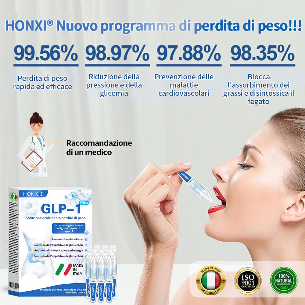 Honxi® GLP-1 Max soluzione orale per la perdita di peso ✅ Adatto per l'obesità, le malattie cardiovascolari, il diabete, l'apnea del sonno, il colesterolo alto e i lipidi nel sangue, i problemi alle articolazioni e varie altre condizioni🚀