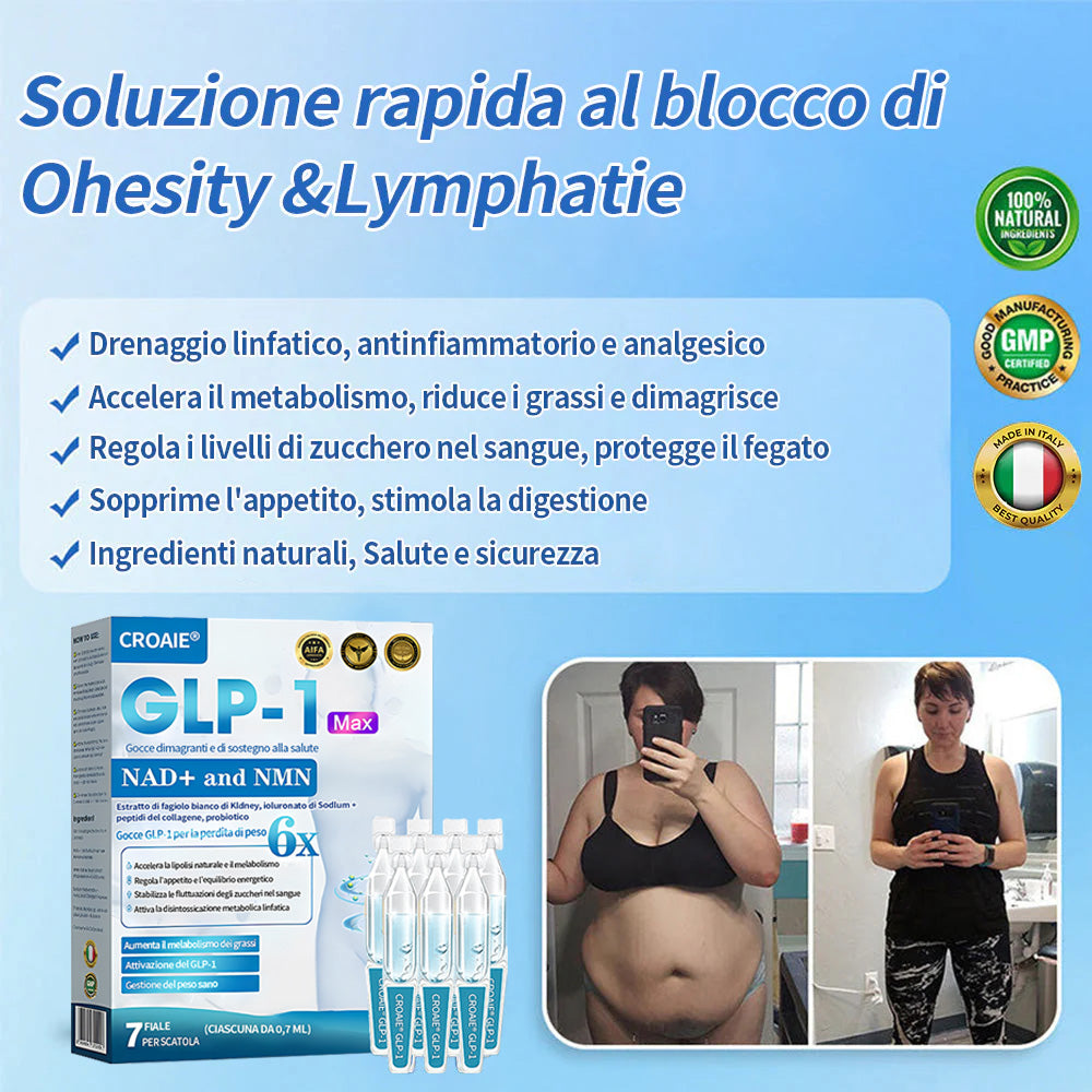 Croaie® Gocce Dimagranti di Supporto GLP-1 & NAD+👨⚕️ - Obesità, malattie cardiovascolari, diabete, apnee notturne, problemi articolari e altro ancora