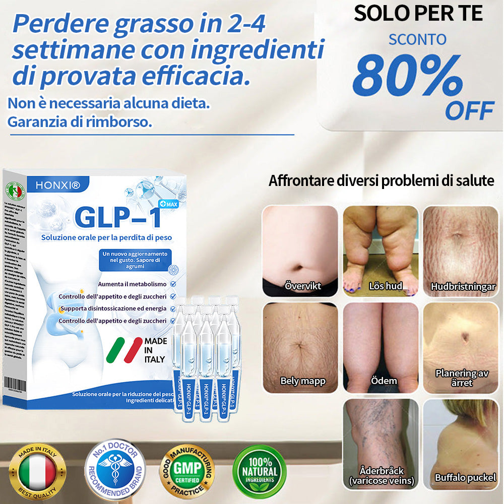 Honxi® GLP-1 Max soluzione orale per la perdita di peso ✅ Adatto per l'obesità, le malattie cardiovascolari, il diabete, l'apnea del sonno, il colesterolo alto e i lipidi nel sangue, i problemi alle articolazioni e varie altre condizioni🚀