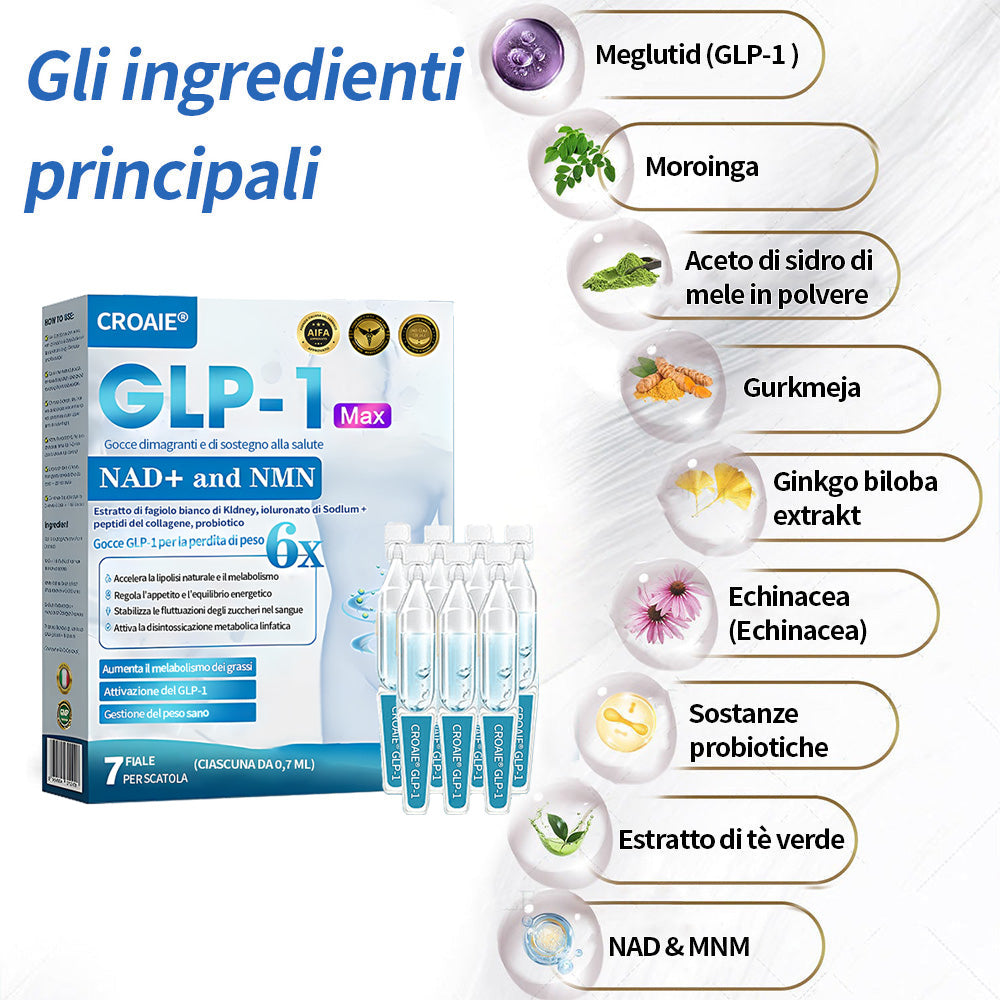Croaie® Gocce Dimagranti di Supporto GLP-1 & NAD+👨⚕️ - Obesità, malattie cardiovascolari, diabete, apnee notturne, problemi articolari e altro ancora