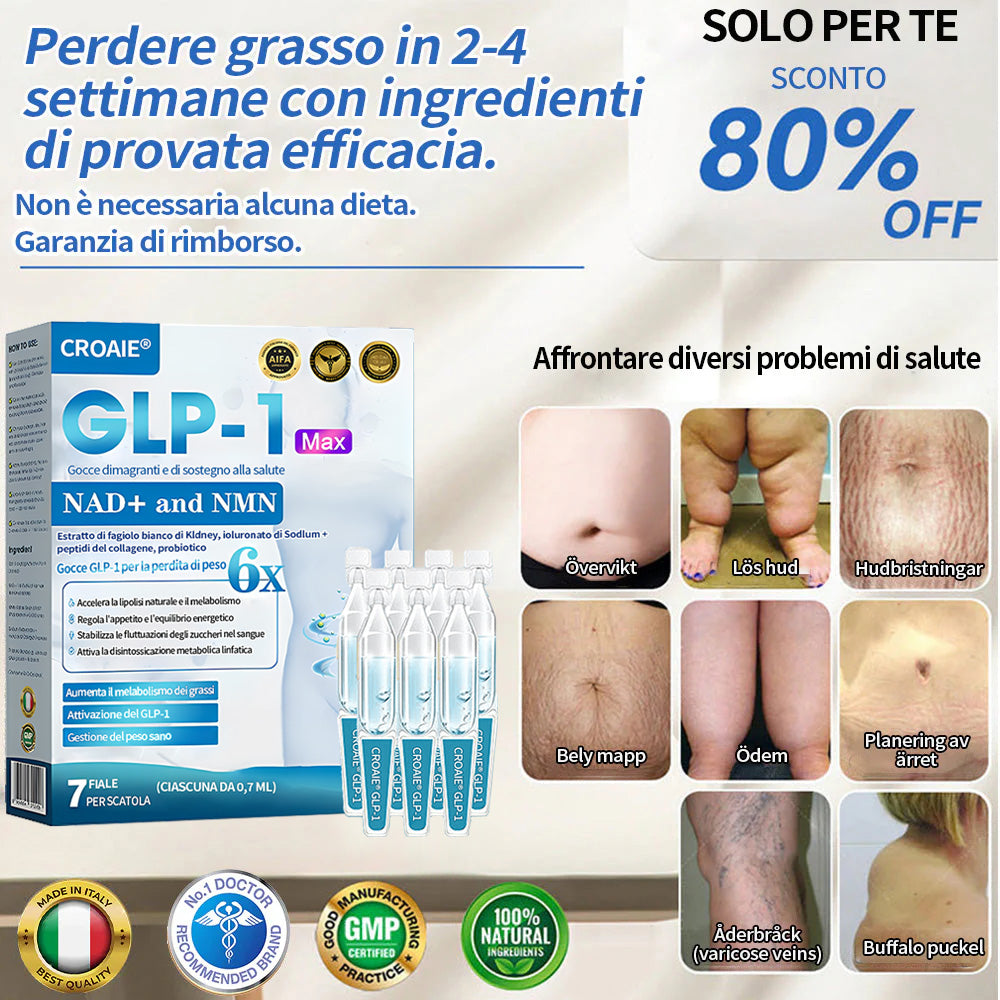 Croaie® Gocce Dimagranti di Supporto GLP-1 & NAD+👨⚕️ - Obesità, malattie cardiovascolari, diabete, apnee notturne, problemi articolari e altro ancora