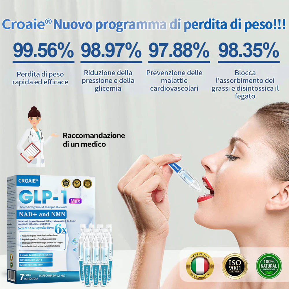 Croaie® Gocce Dimagranti di Supporto GLP-1 & NAD+👨⚕️ - Obesità, malattie cardiovascolari, diabete, apnee notturne, problemi articolari e altro ancora