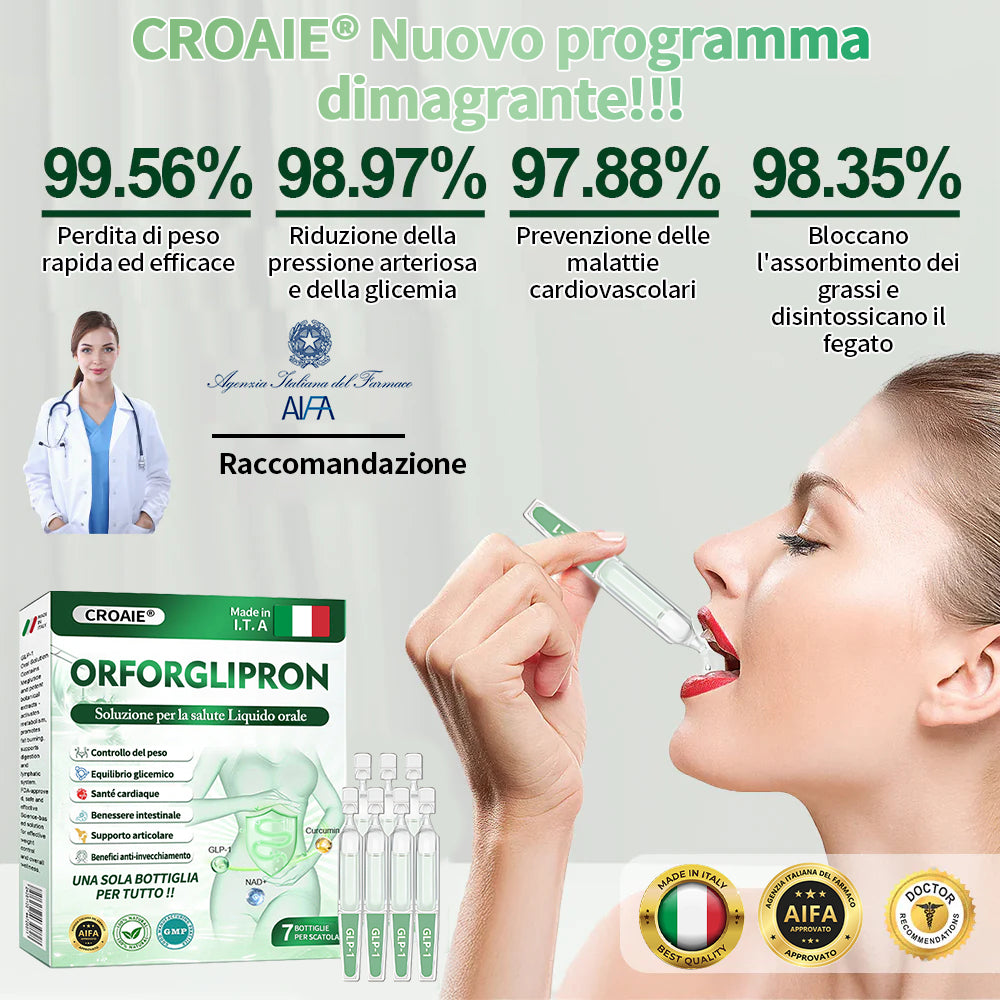 Croaie® Orforglipron soluzione orale per la salute - Solo una volta al giorno, cambiamenti visibili in 7 giorni 👩⚕️Per obesità, salute cardiovascolare, diabete, apnea notturna, salute intestinale, problemi articolari e altro ancora