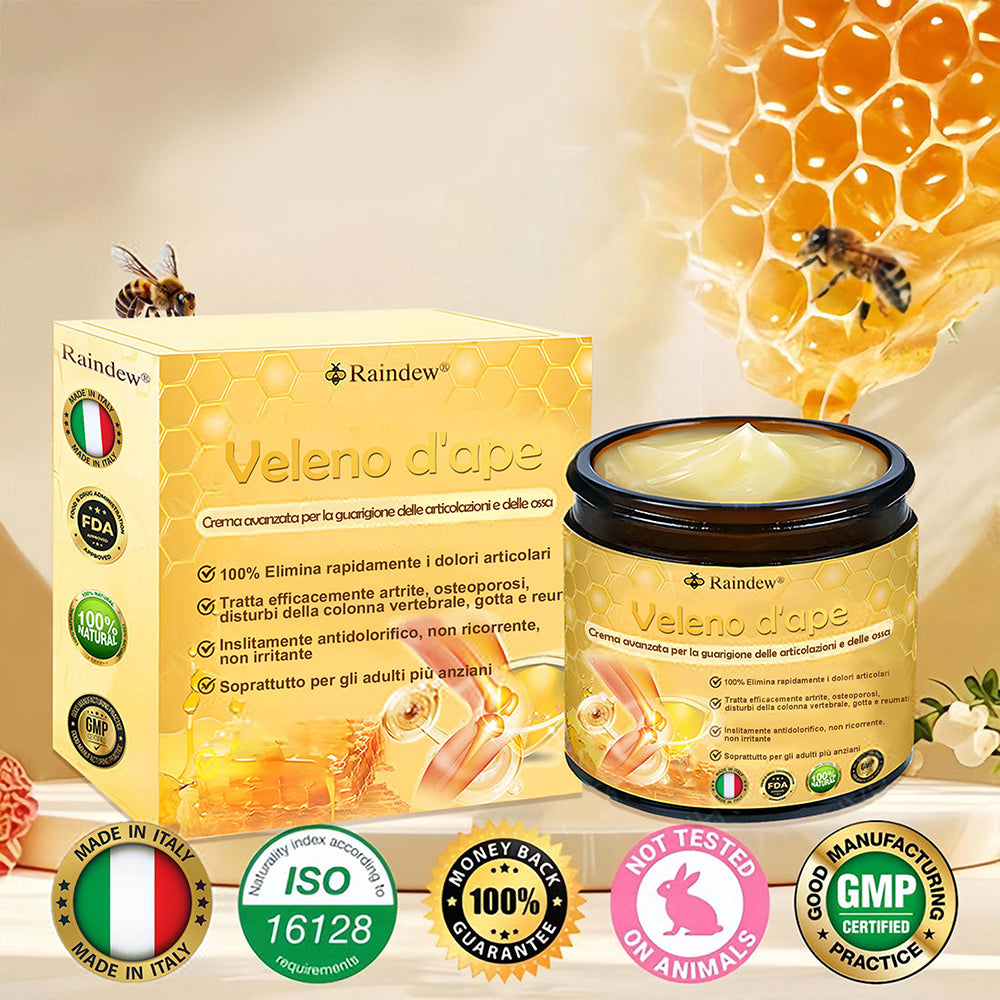 Raindew® Crema Avanzata al Veleno d'Ape per la Guarigione delle Articolazioni e delle Ossa