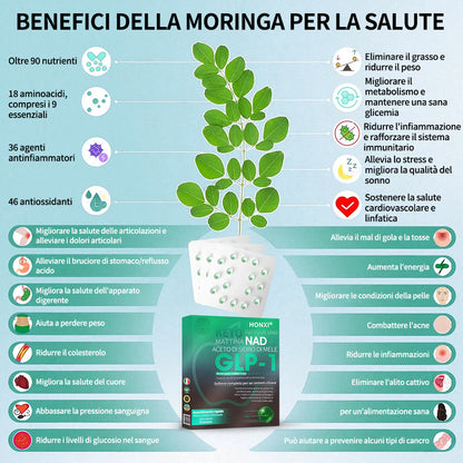 [Negozio ufficiale] ⚡Honxi® Perle di essenza dimagrante GLP-1 🍏｜Tripla azione: NAD⁺, Moringa e ACV｜🔥 Brucia grassi veloce｜ Equilibrio metabolico