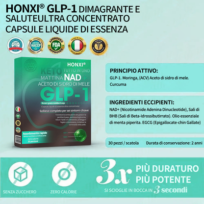 [Negozio ufficiale] ⚡Honxi® Perle di essenza dimagrante GLP-1 🍏｜Tripla azione: NAD⁺, Moringa e ACV｜🔥 Brucia grassi veloce｜ Equilibrio metabolico