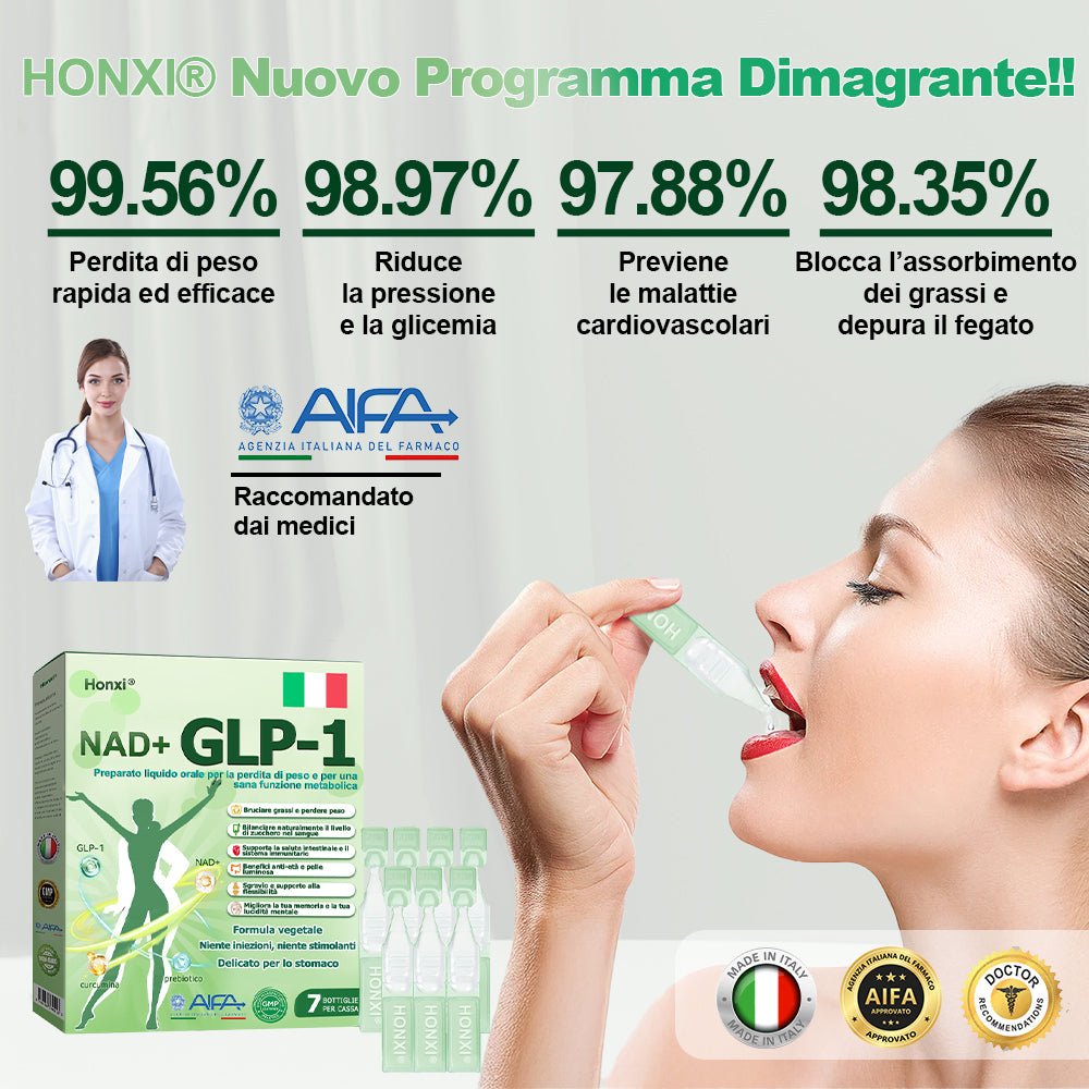 ⚡Solo 5 pezzi disponibili!⏰ Honxi® NAD+ GLP-1 Liquido orale per la perdita di peso e la salute metabolica (🧬𝐒𝐨𝐥𝐨 𝐮𝐧𝐚 𝐯𝐨𝐥𝐭𝐚 𝐚𝐥 𝐠𝐢𝐨𝐫𝐧𝐨, 𝐜𝐚𝐦𝐛𝐢𝐚𝐦𝐞𝐧𝐭𝐢 𝐯𝐢𝐬𝐢𝐛𝐢𝐥𝐢 𝐢𝐧 𝟕 𝐠𝐢𝐨𝐫𝐧𝐢)